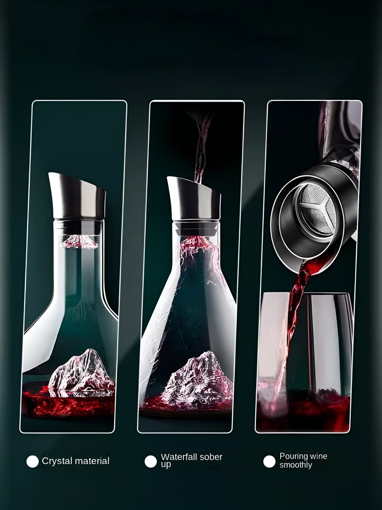 "IJsberg" Wijn-Dekanter & Verdeler | Handgemaakt loodvrij kristalglas | Lucht- & filtersysteem | Elegante serveerkaraffe voor rode wijn | 1500ml luxe ontwerp