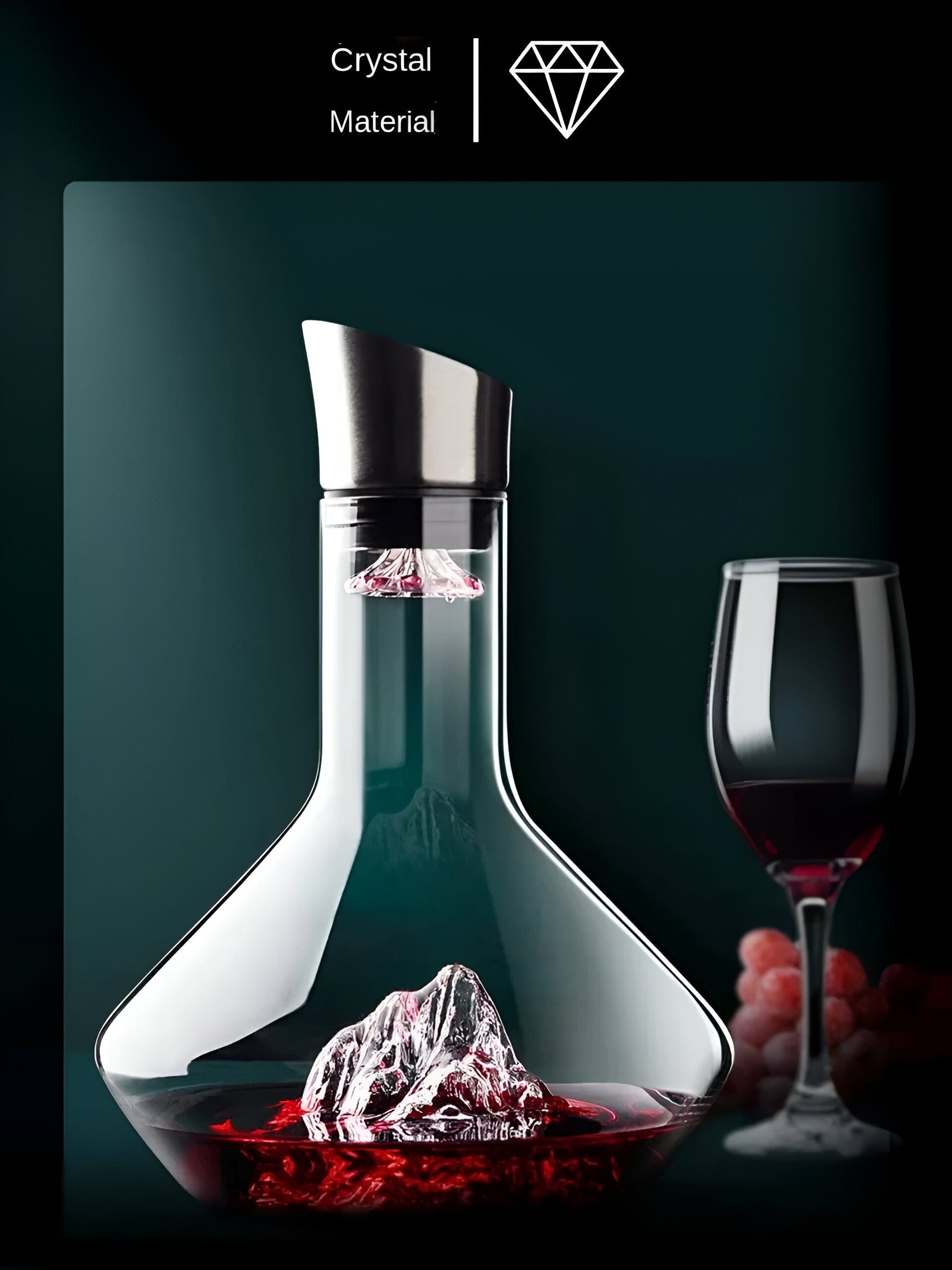 "IJsberg" Wijn-Dekanter & Verdeler | Handgemaakt loodvrij kristalglas | Lucht- & filtersysteem | Elegante serveerkaraffe voor rode wijn | 1500ml luxe ontwerp