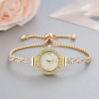 Elegante Dames Armband Horloge – Kristal Accenten en Tijdloze Luxe