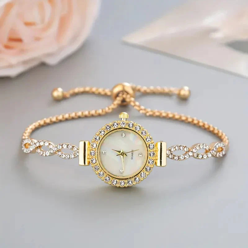 Elegante Dames Armband Horloge – Kristal Accenten en Tijdloze Luxe