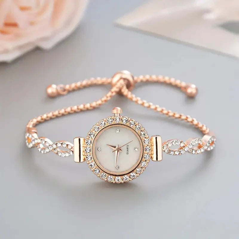Elegante Dames Armband Horloge – Kristal Accenten en Tijdloze Luxe