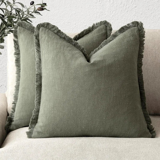 Elegante kussenhoezen gemaakt van katoen-linnen voor stijlvolle decoratie