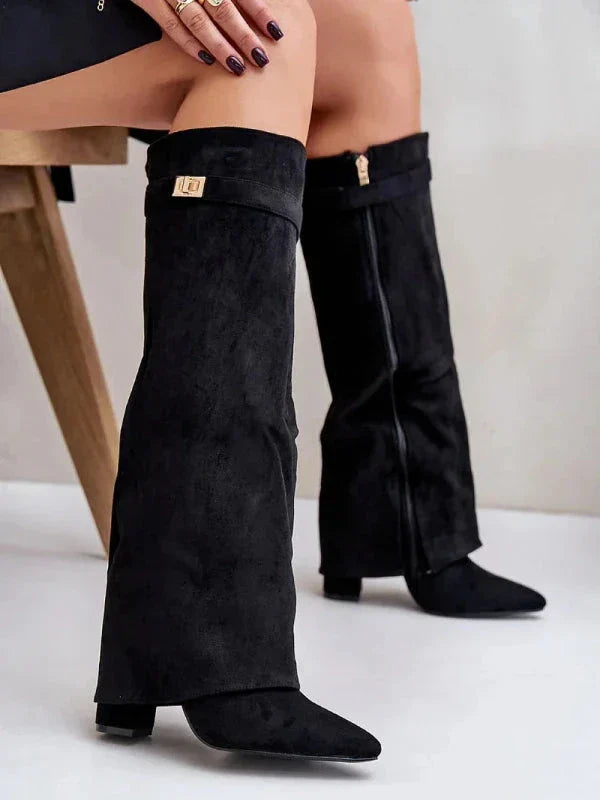 Dames Hakken Enkellaarsjes Elegante PU-Leder Blokhak