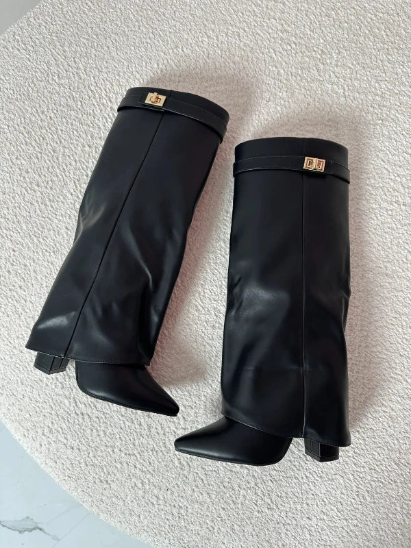 Dames Hakken Enkellaarsjes Elegante PU-Leder Blokhak