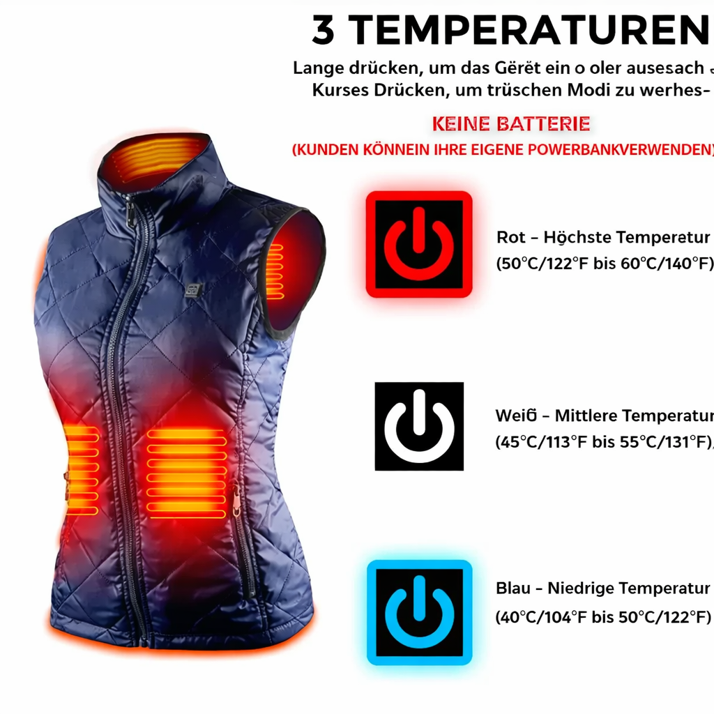 Dames Verwarmde Vest | USB-Verwarmd Vest met Infrarood Technologie | Warmte Regulerend & Licht | Ideaal voor Herfst & Winter | ThermaBelle