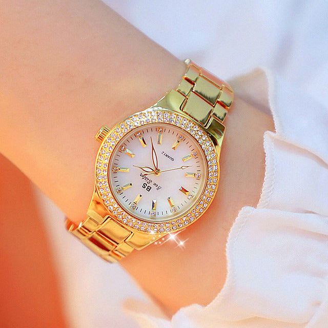 Dames Quartz Horloge – Rvs Armband, Glanzende Details & Tijdloos Design