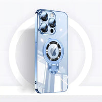 iPhone MagSafe Serie | Transparante elektroplattierte roterende standaard telefoonhoes