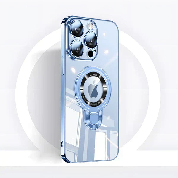 iPhone MagSafe Serie | Transparante elektroplattierte roterende standaard telefoonhoes