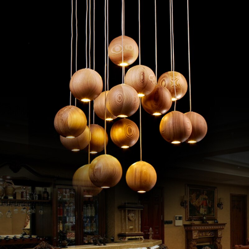 Houten Bol Pendellicht | Modern Natuurlijk Ontwerp