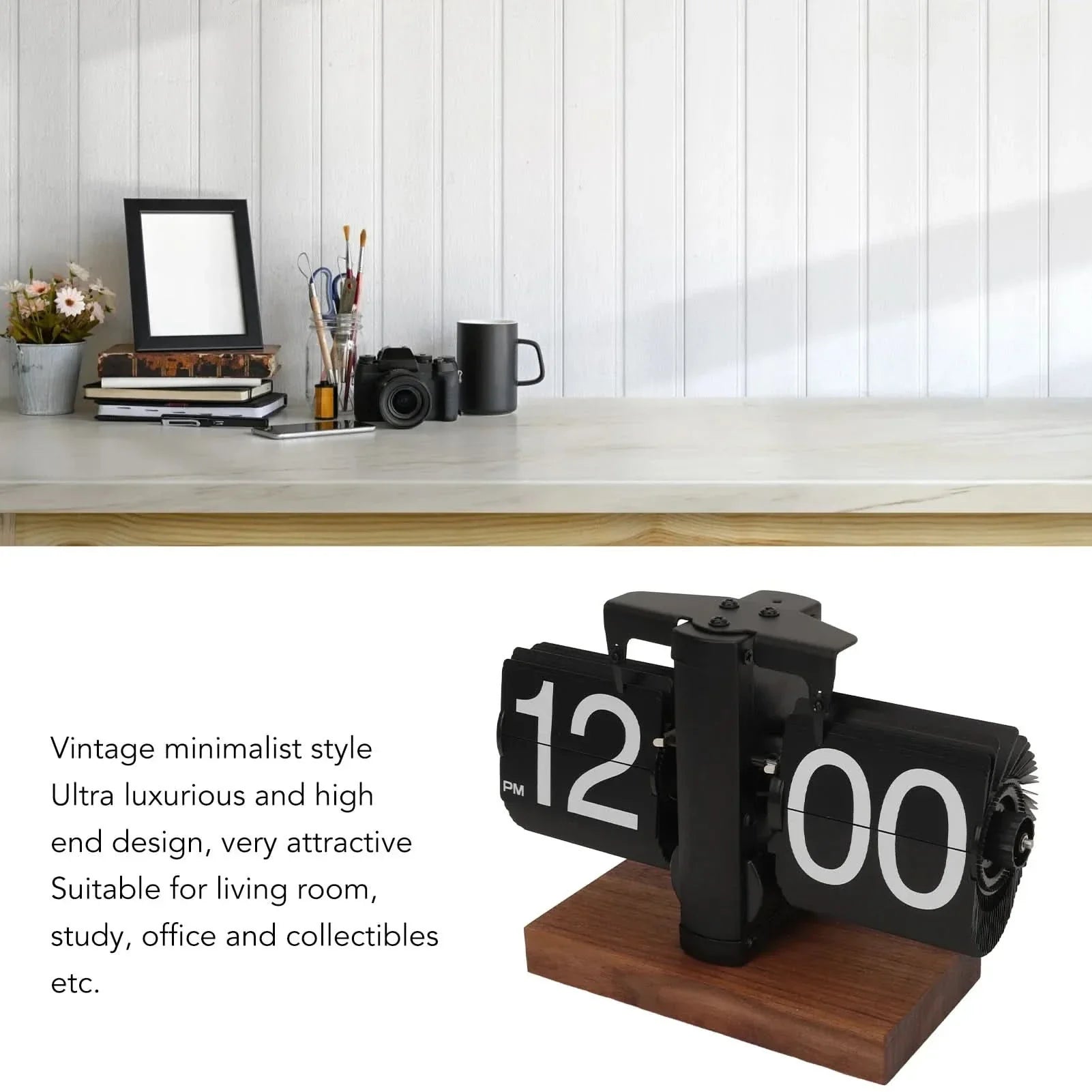 Silvara Retro Klok in Walnoot Hout - Elegante Retro Charme en Moderne Functionaliteit