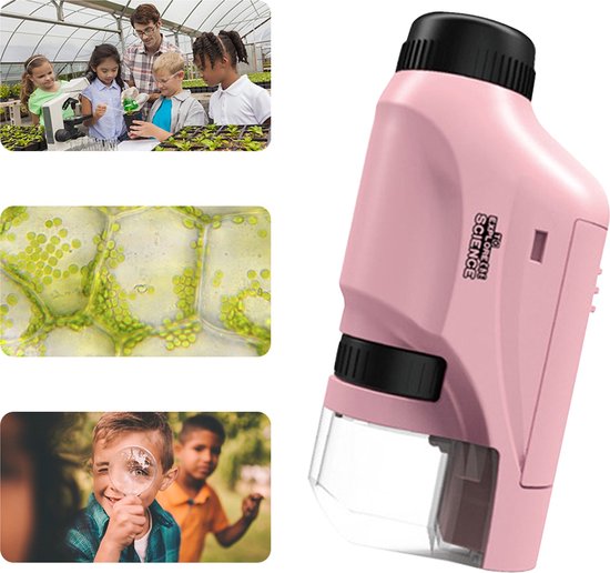 Draagbare Microscoop voor Kinderen 60x-120x met LED Licht - Compact en Geschikt voor Kinderen