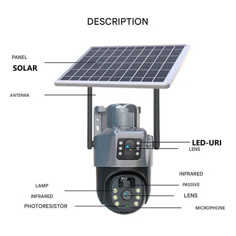DualSchutz Solar 4K – Draadloze bewakingscamera met zonnepaneel en 360° applicatiebesturing