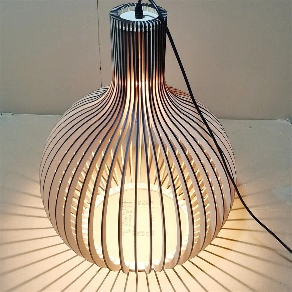 FjordLoom Rustieke Houten Kooi Hanglamp Verstelbare Kabel