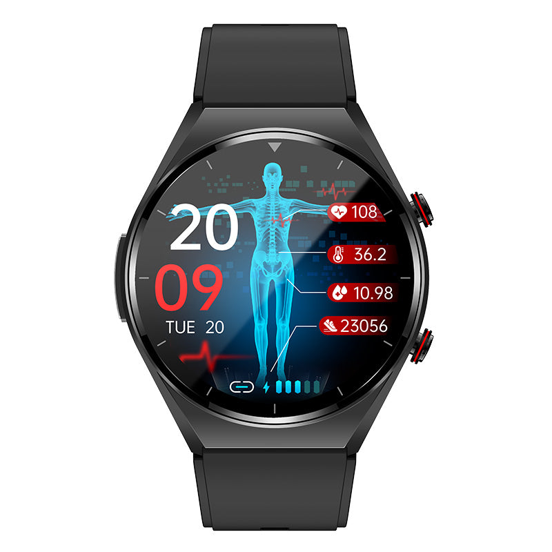Eén-Klik Bloedglucose|Bloed Glucose Bloeddruk ECG|ECG HRV Hartslag Monitor Gezondheids Smartwatch
