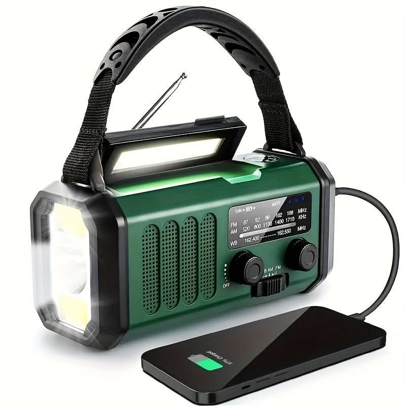EcoPower Radiotoestel – Noodradio Met Zonne-energie, Zaklamp En USB-oplaadfunctie