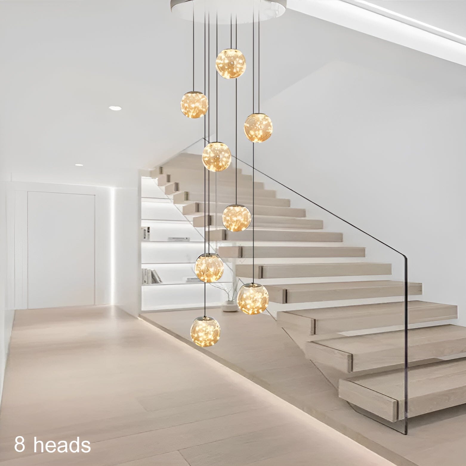 AstraLumen Glazen Bol Trap Chandelier Verhoogt Trapverlichting