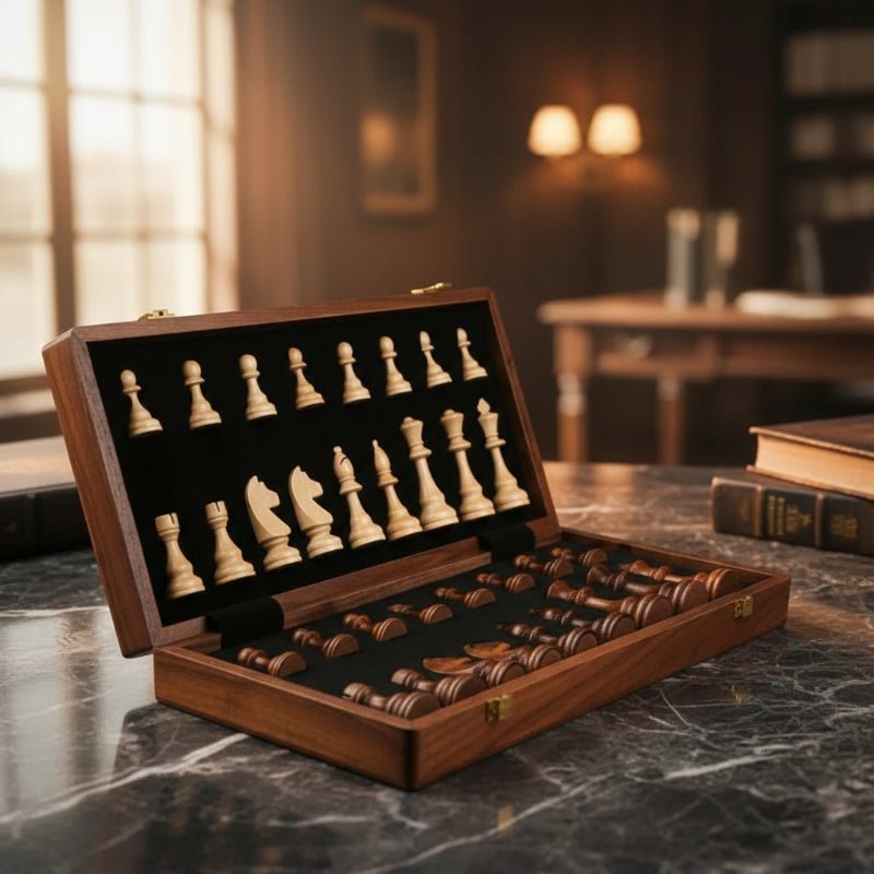 MASTERFOLD – Premium Houten Schaakset met Duurzame Massief Houten Figuren