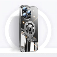 iPhone MagSafe Serie | Transparante elektroplattierte roterende standaard telefoonhoes