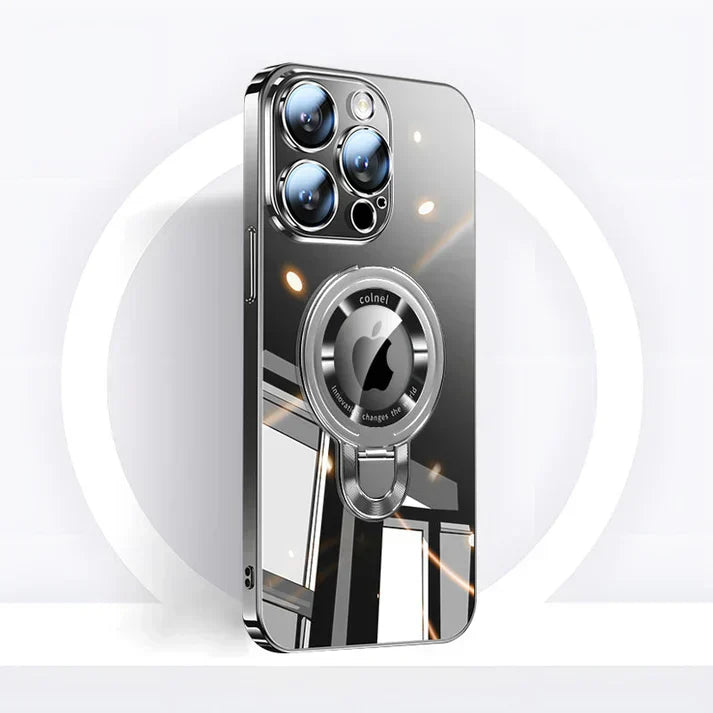 iPhone MagSafe Serie | Transparante elektroplattierte roterende standaard telefoonhoes