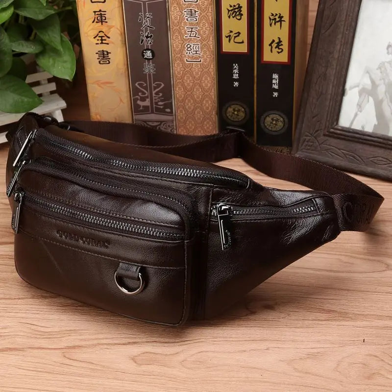 Echte Runderleren Heuptas voor Mannen – Grote Capaciteit Fanny Pack, Riem & Schoudertas voor Reizen