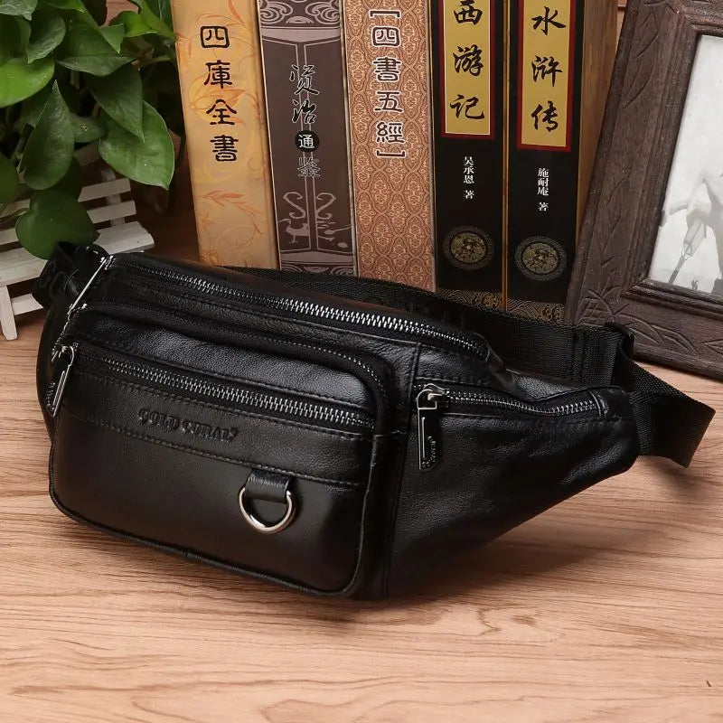 Echte Runderleren Heuptas voor Mannen – Grote Capaciteit Fanny Pack, Riem & Schoudertas voor Reizen