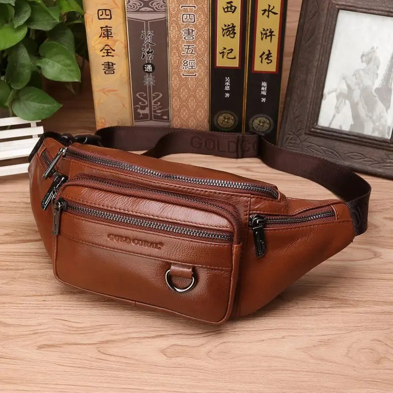 Echte Runderleren Heuptas voor Mannen – Grote Capaciteit Fanny Pack, Riem & Schoudertas voor Reizen