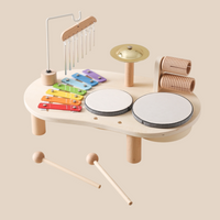 Educatieve Houten Muziektafel voor Kinderen - Inclusief Xylofoon, Drums en Cymbalen!