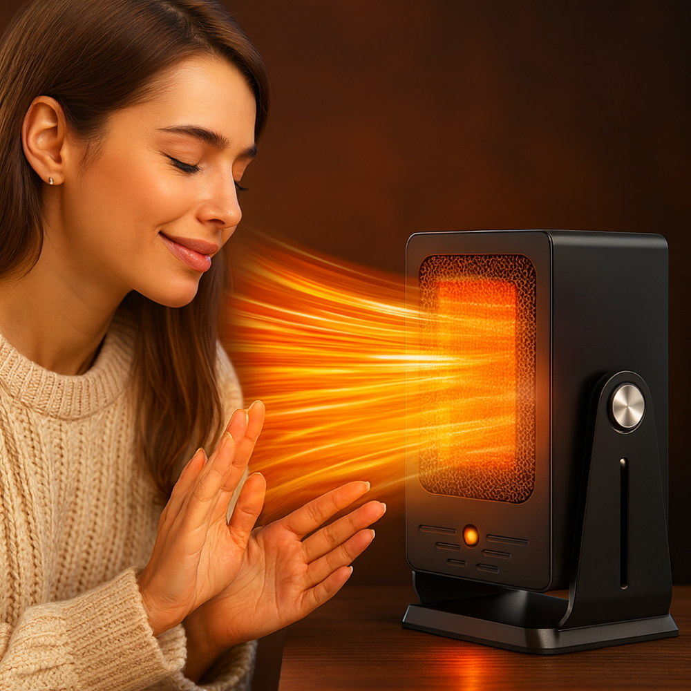 Elektrische verwarmingsventilator, draagbaar, keramisch, 900 W, instelbare thermostaat