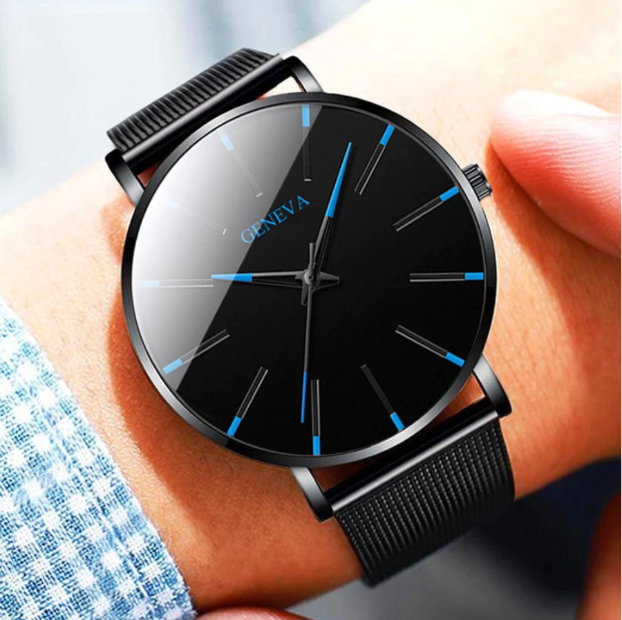 Elegante herenquarzuur met minimalistisch design – Roestvrij staal