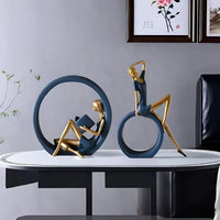 Moderne Cirkelvormige Abstracte Vrouwensculpturen voor Interieurdecoratie