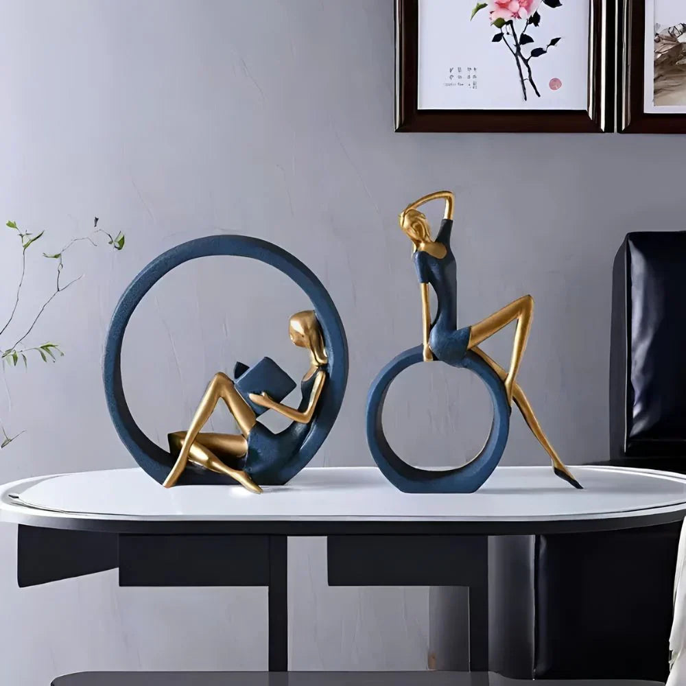 Moderne Cirkelvormige Abstracte Vrouwensculpturen voor Interieurdecoratie