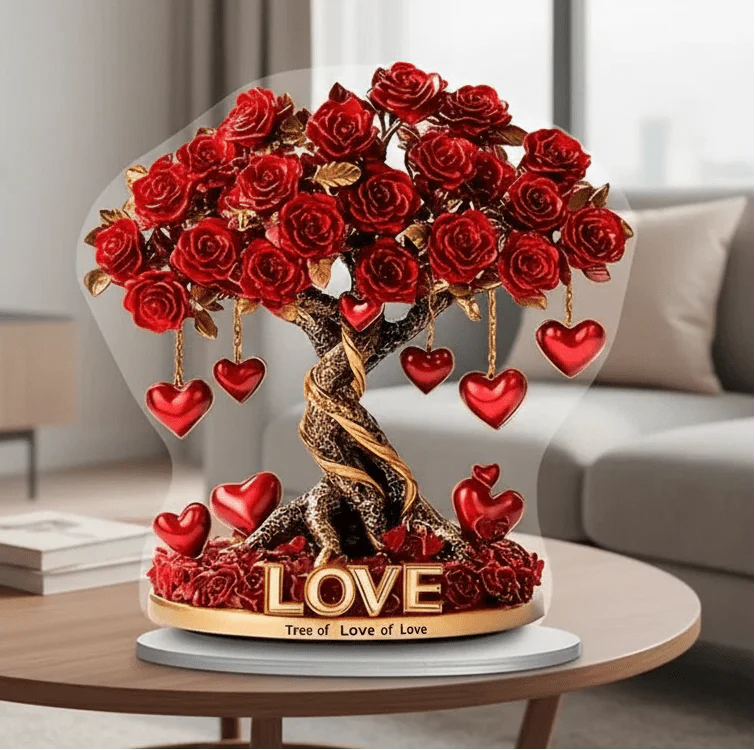 NOBLEHEART GEM – Elegante hartvormige kristallen rozenboom met gouden basis