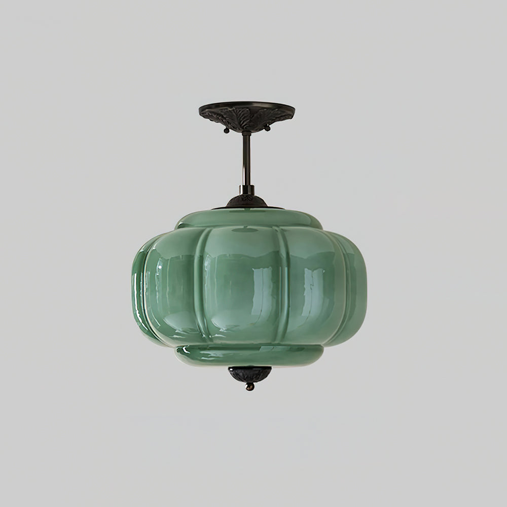 Eldio Groene Glas Semi Flush Mount Licht