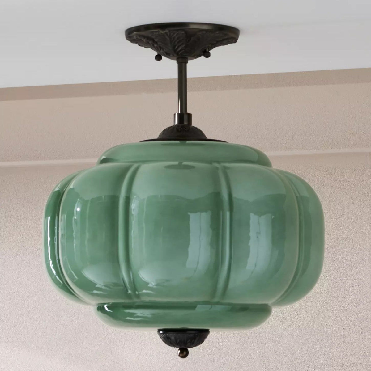 Eldio Groene Glas Semi Flush Mount Licht