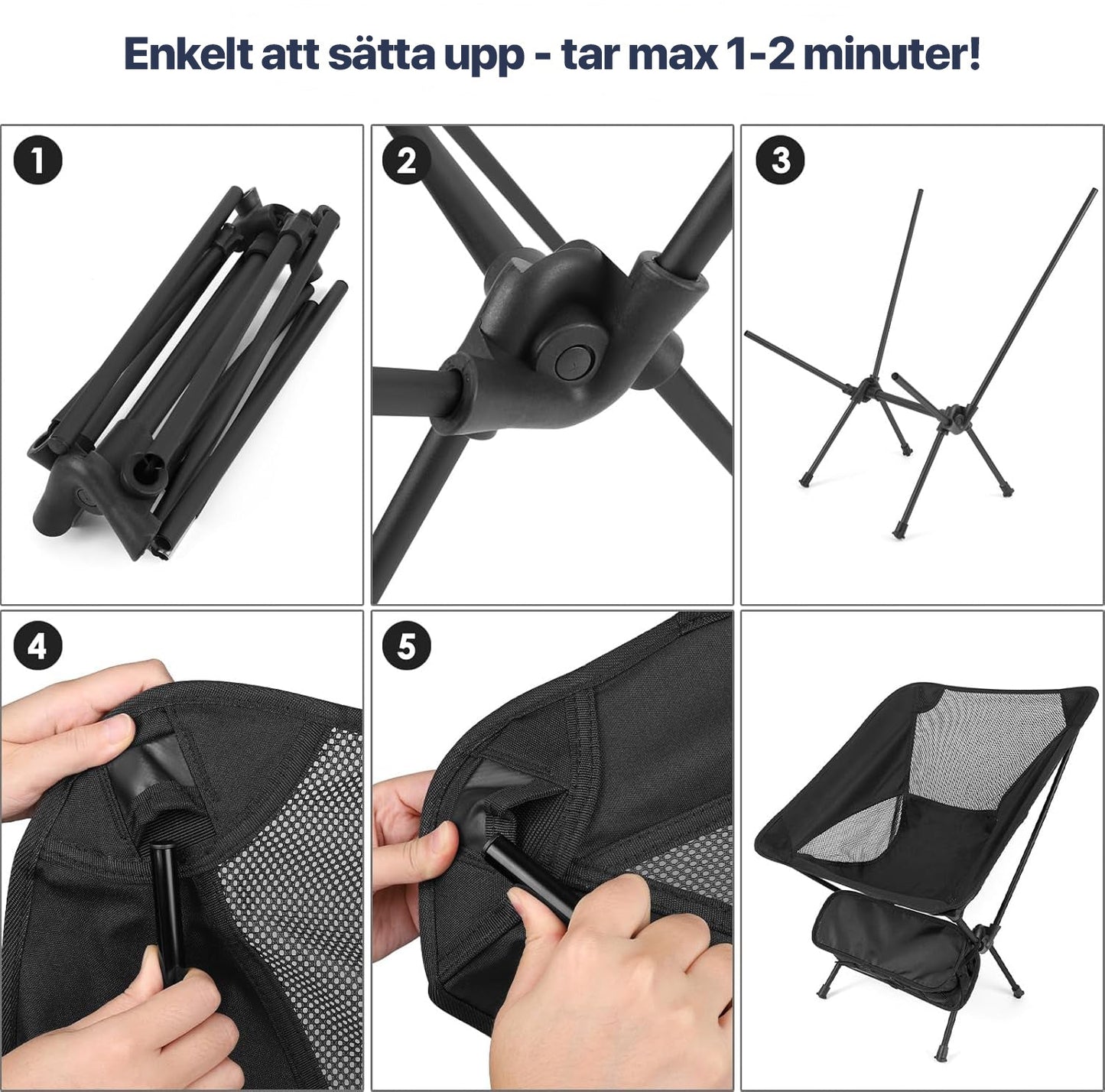 ErgoChair - opvouwbare stoel voor strand, camping & vrije tijd