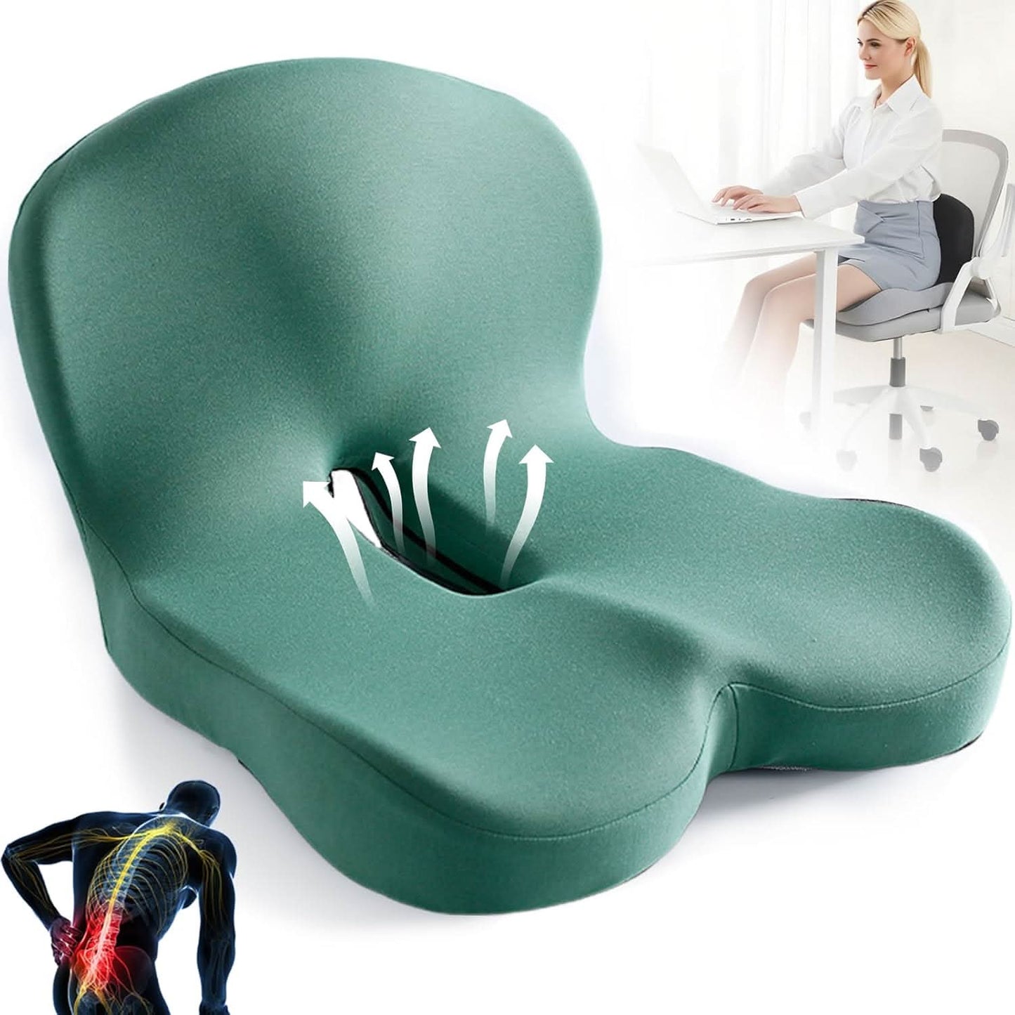Ergonomisch Geheugenfoam Zitkussen voor Kantoor en Auto – Comfortabel Zitten