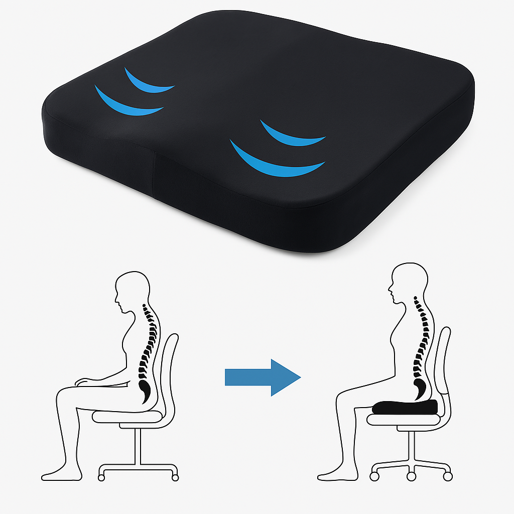 Ergonomische zitkussen voor heupen en rugontlasting