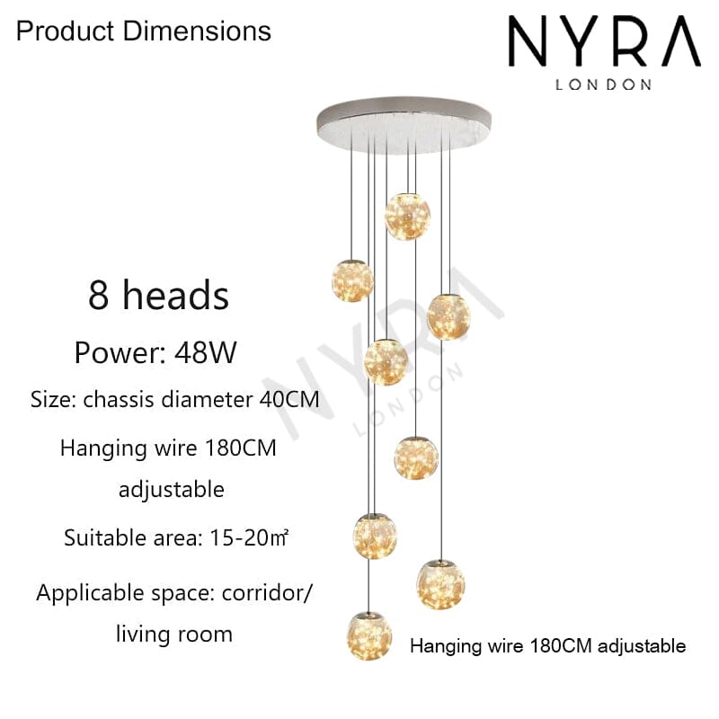 AstraLumen Glazen Bol Trap Chandelier Verhoogt Trapverlichting