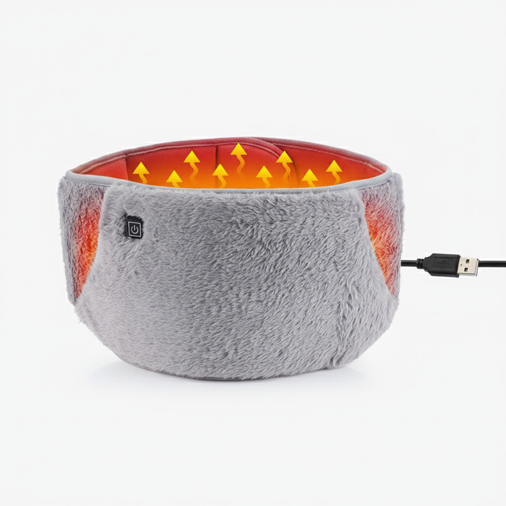 Grafiet Verwarmingsgordel & USB-Handwarmer | 3-Niveaus Warmte Therapie | Kristal-Velours | Mobiele Warmtekussen voor Buik, Lenden & Menstruatie | Wasbaar