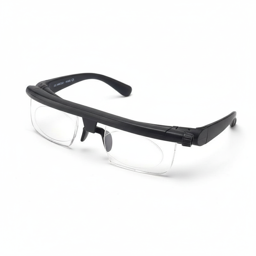 Instelbare Focus-Bril | Variabel Dioptrien-Bereik (-6,0 tot +3,0) | Unisex | Dual-Lens-Technologie voor nabij- & verziendheid | Robuust Flex-Frame