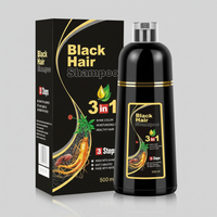 Zwarte Haarverf Shampoo | 3-in-1 Ayurveda-formule: Kleur, Verzorging & Reiniging | Natuurlijke Grijze Haardekking in 5 Minuten | Ammoniakvrij & Zacht