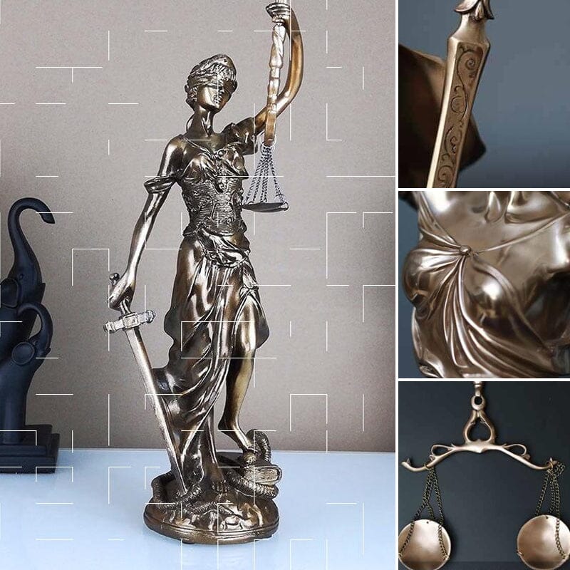 Decoratiestandbeeld van de Godin van de Rechtvaardigheid