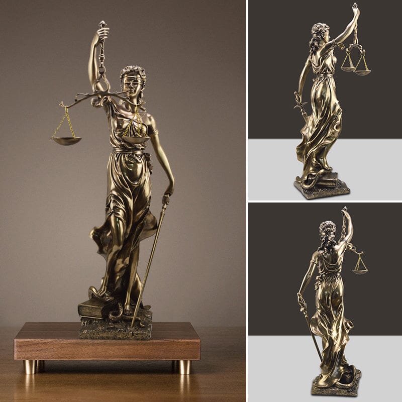Decoratiestandbeeld van de Godin van de Rechtvaardigheid