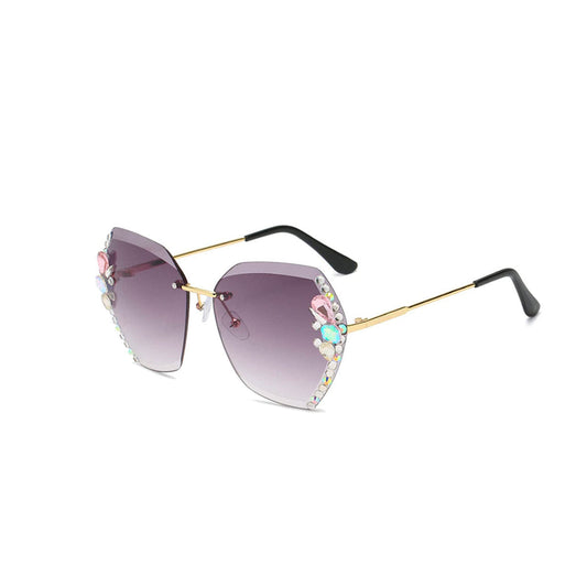 Rhinestone zonnebril zonder montuur