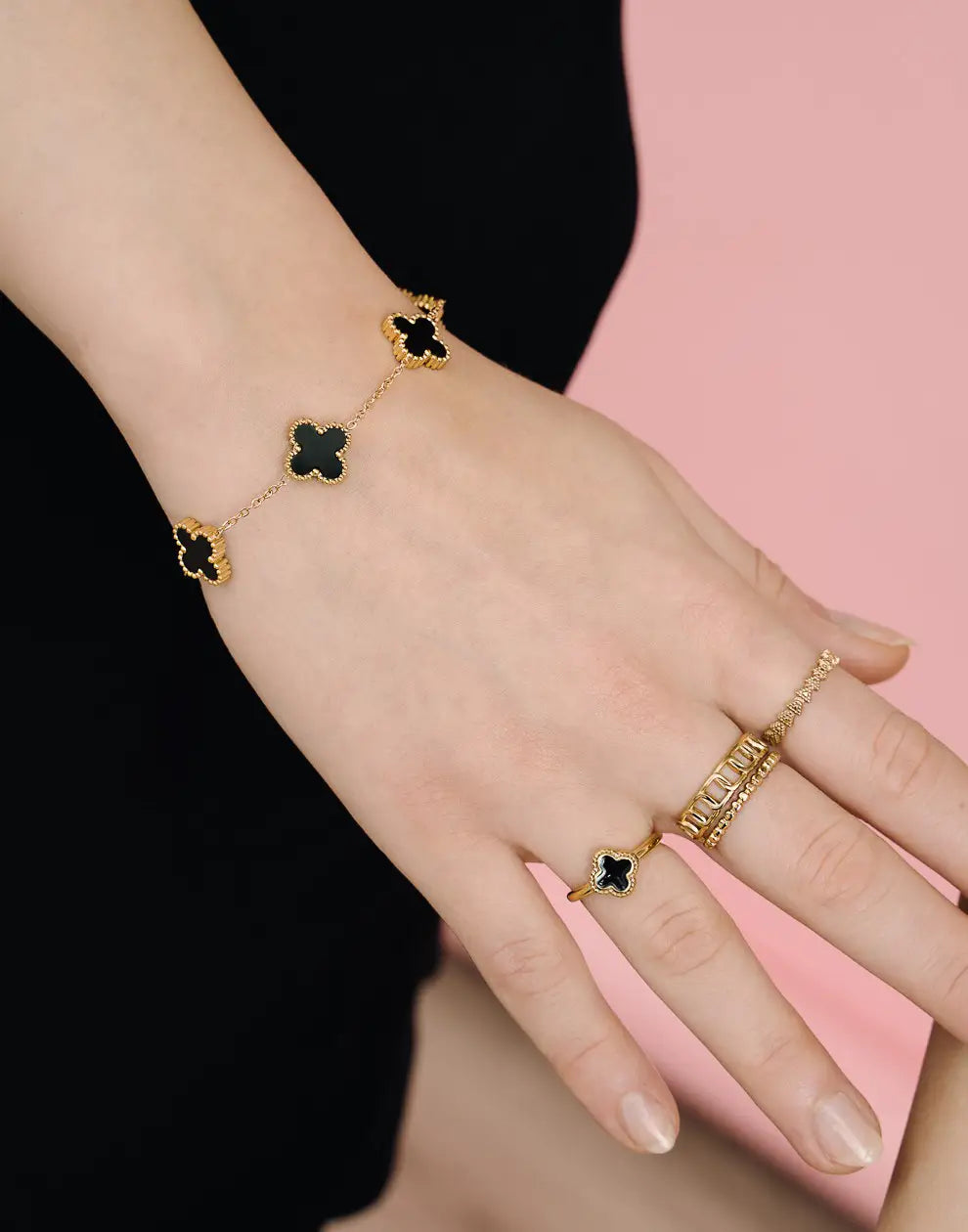 Vijfbladig klavertje vier armband van roestvrij staal – Geluk & stijl verenigd