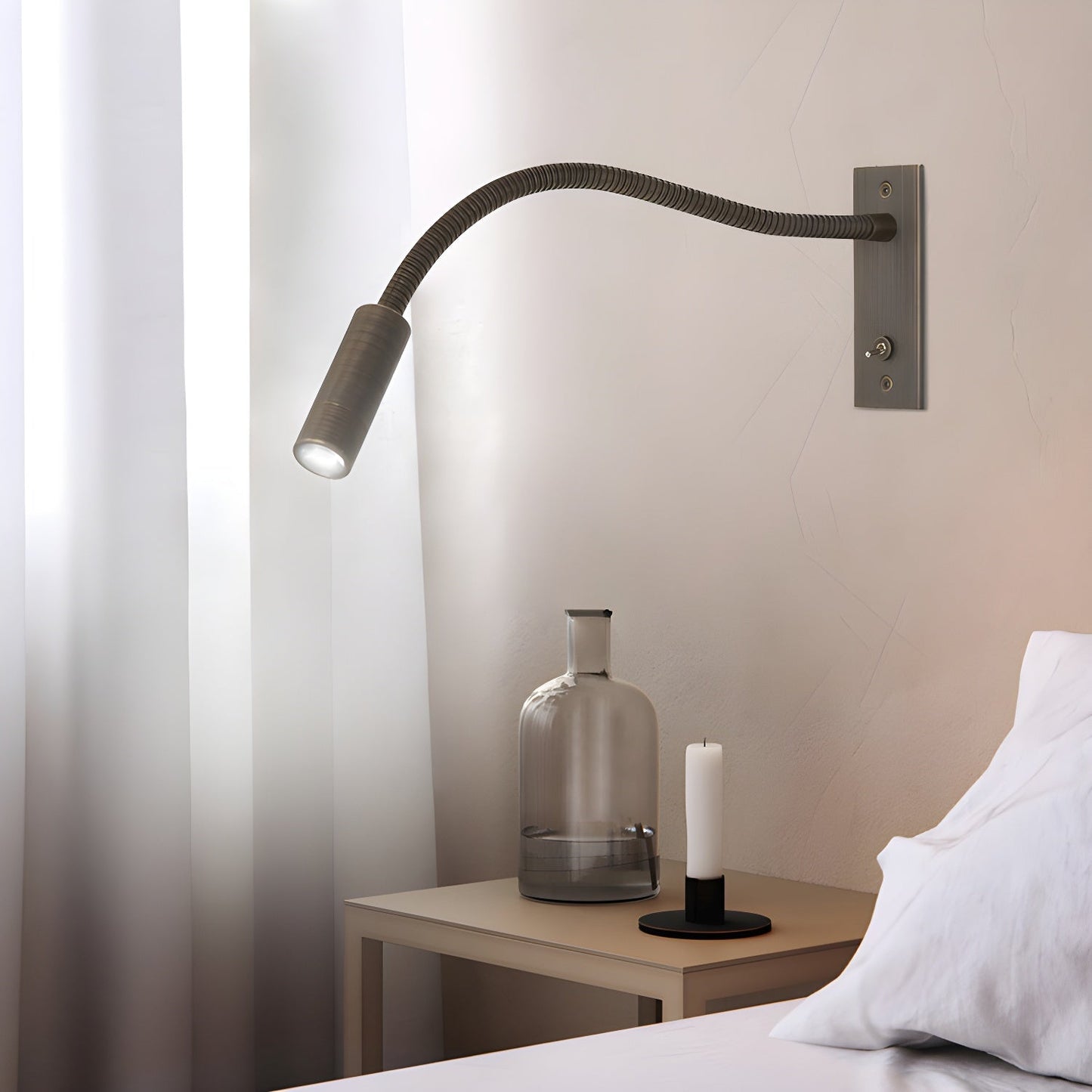 Verstelbare Gooseneck Metalen Wandlamp met Cilindrische Kop