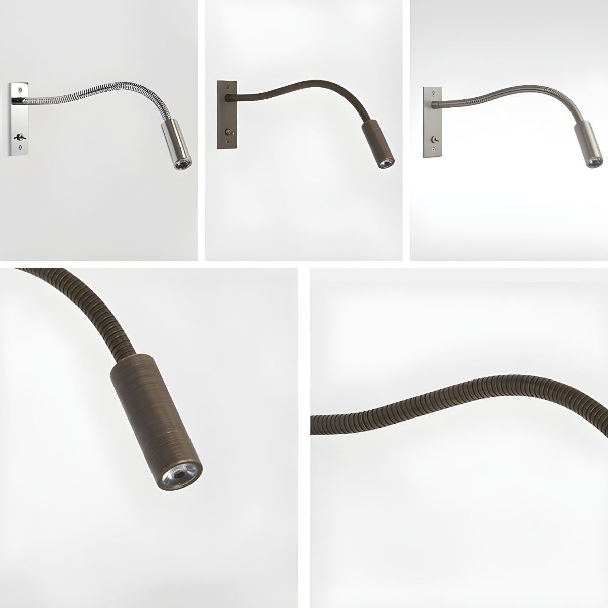 Verstelbare Gooseneck Metalen Wandlamp met Cilindrische Kop
