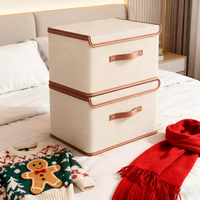 Lorvane – Opvouwbare Opbergbox Met Deksel En Leren Handgrepen