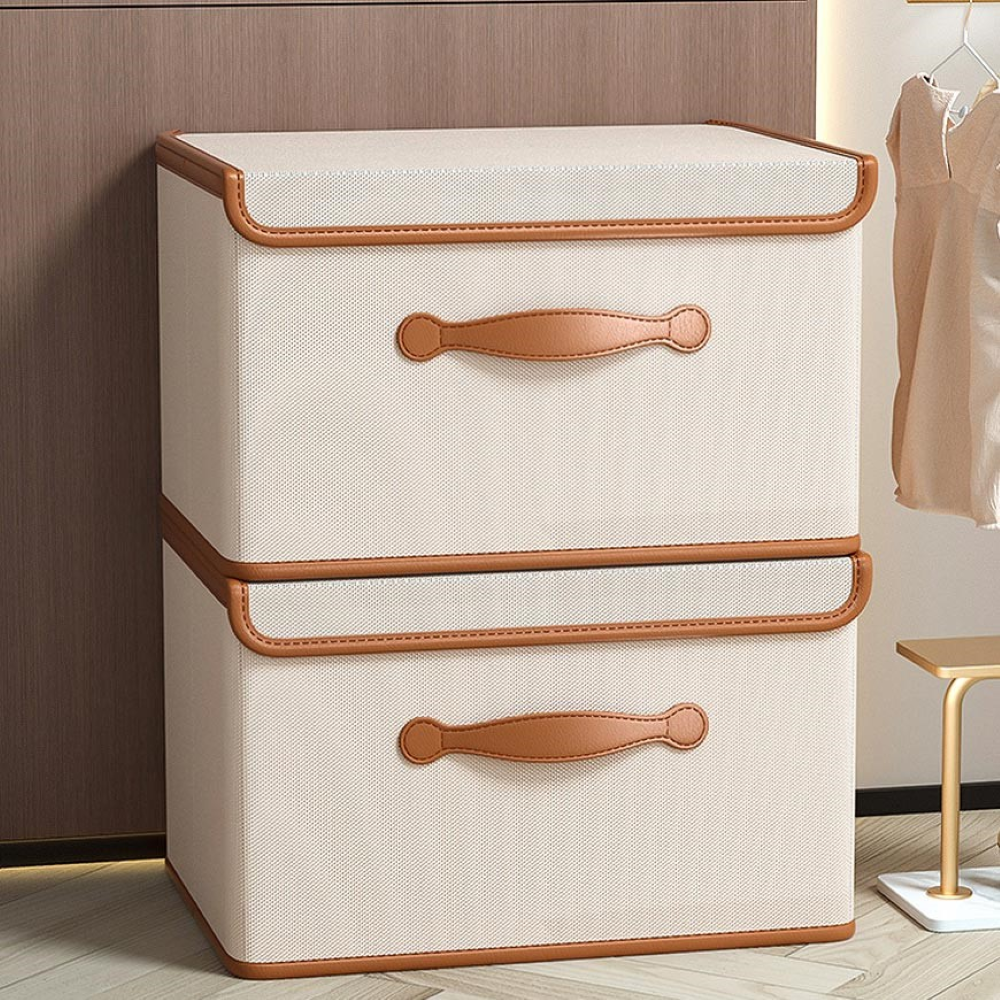 Lorvane – Opvouwbare Opbergbox Met Deksel En Leren Handgrepen
