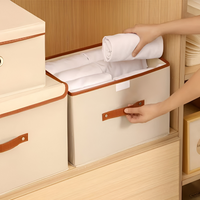 Lorvane – Opvouwbare Opbergbox Met Deksel En Leren Handgrepen